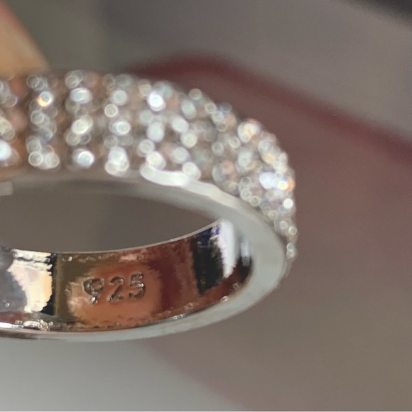 NEW 925 Sterling Silver 3 Row Eternity Cocktail Ring Simulated Stones - Picture 10 of 12